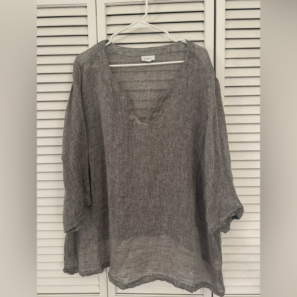 Pure Jill Linen 3X Black and White Top